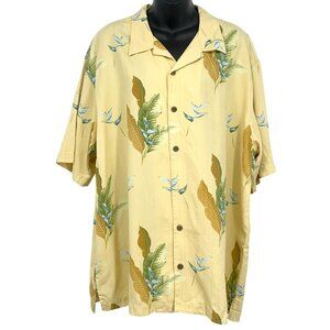 Tommy Bahama Men Size XL Extra Large Aloha Hawaiian Yellow Floral Silk Shirt EUC